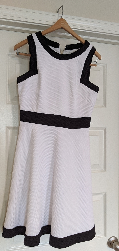White dress with black trim